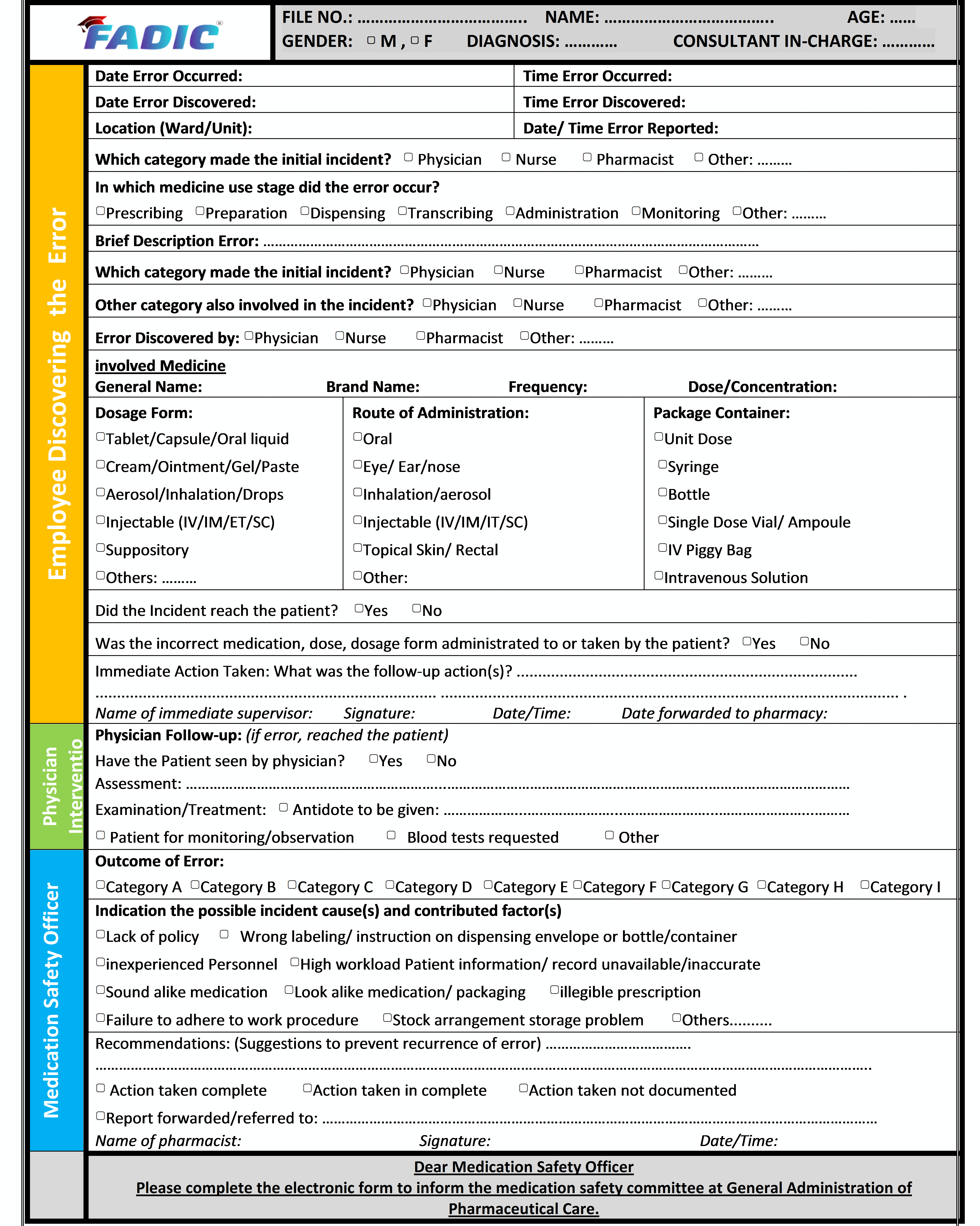 Medication Error Guideline  Improve Patient Safety Pertaining To Medication Incident Report Form Template